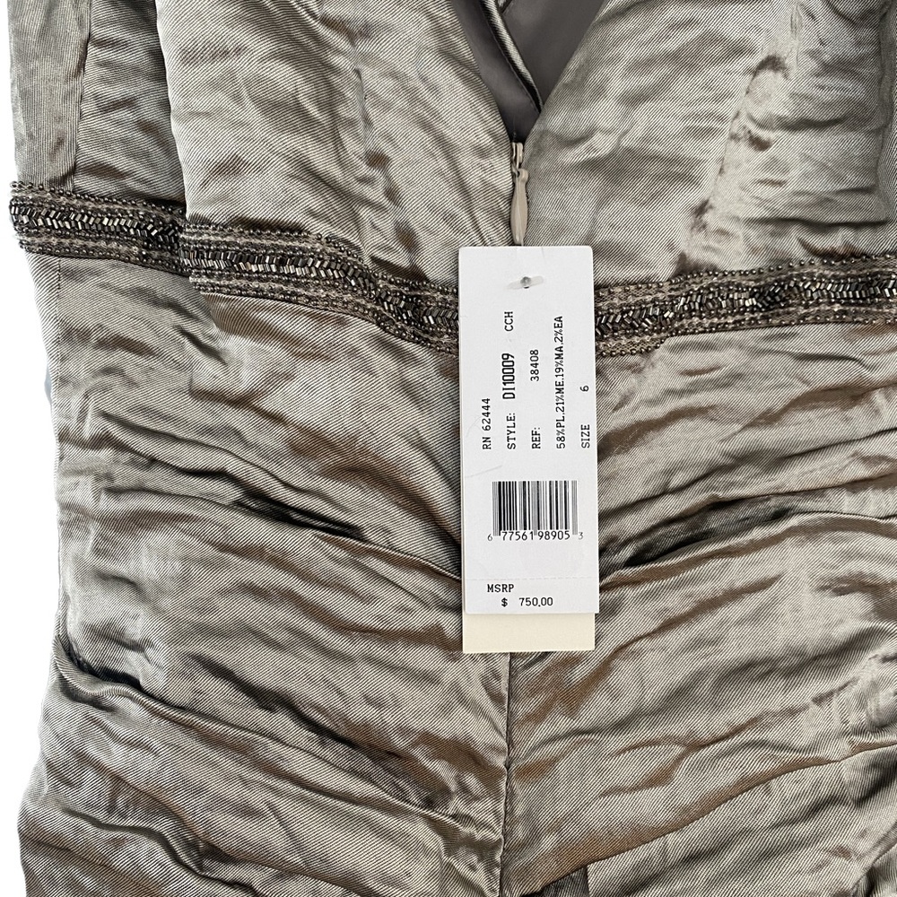 Nicole Miller Collection dress. New, never worn. Ruche fabric, beaded detail. - Picture 5 of 6